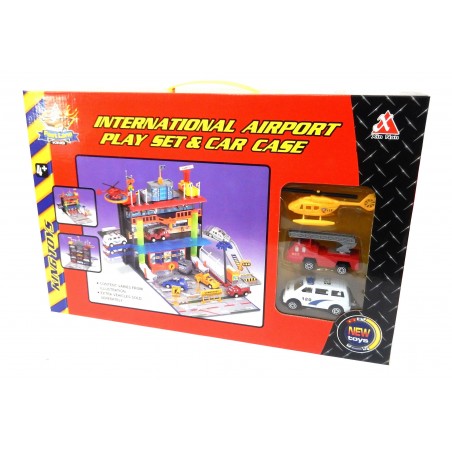 Coffret aéroport + 3 véhicules miniatures