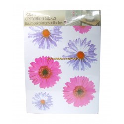 Lot 6 stickers fleurs couleurs rose mauve