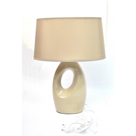 Lampe 42cm pied ceramique beige