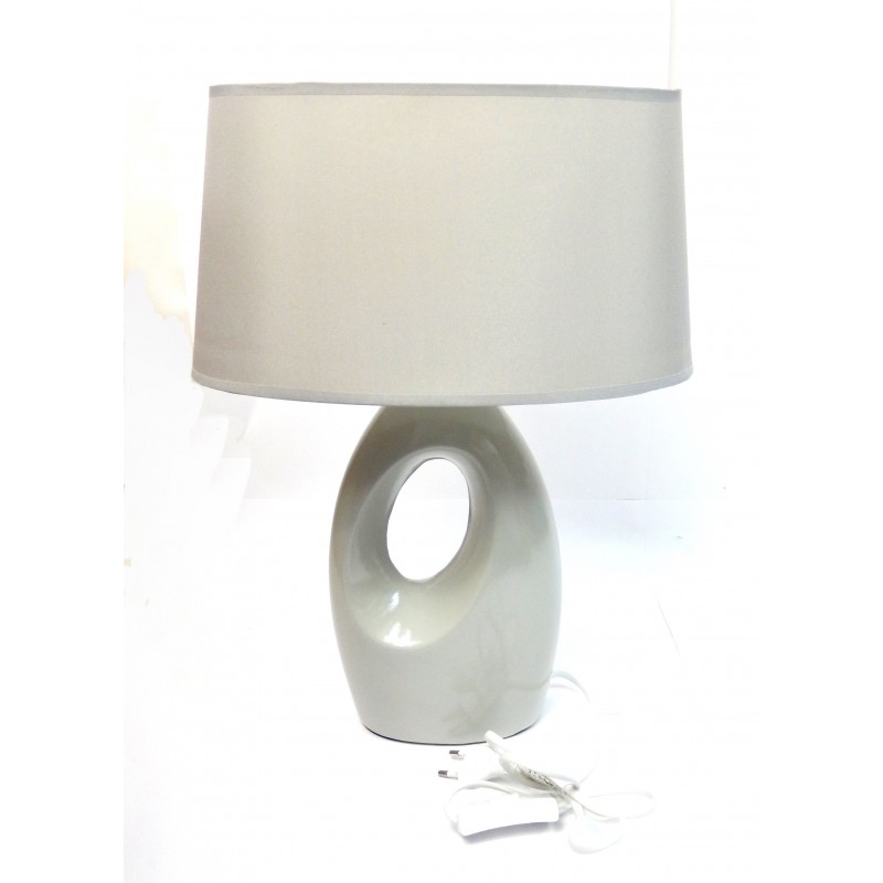 Lampe 42cm pied ceramique gris