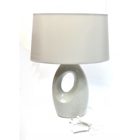 Lampe 42cm pied ceramique gris