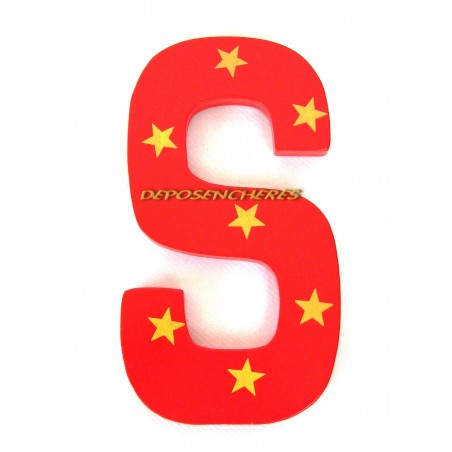 Lettre alphabet "S" en bois peint 15cm