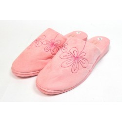Pantoufles chaussons mules femme rose fleurs