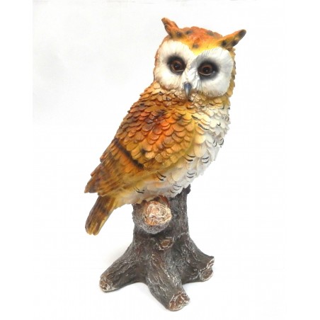 Chouette hibou sur branche en résine 28 cm