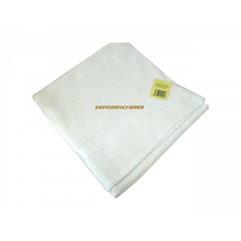 Drap de bain éponge coton blanc 350g/m² 80x150cm