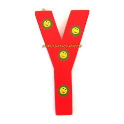 Lettre alphabet "Y" en bois peint 15cm