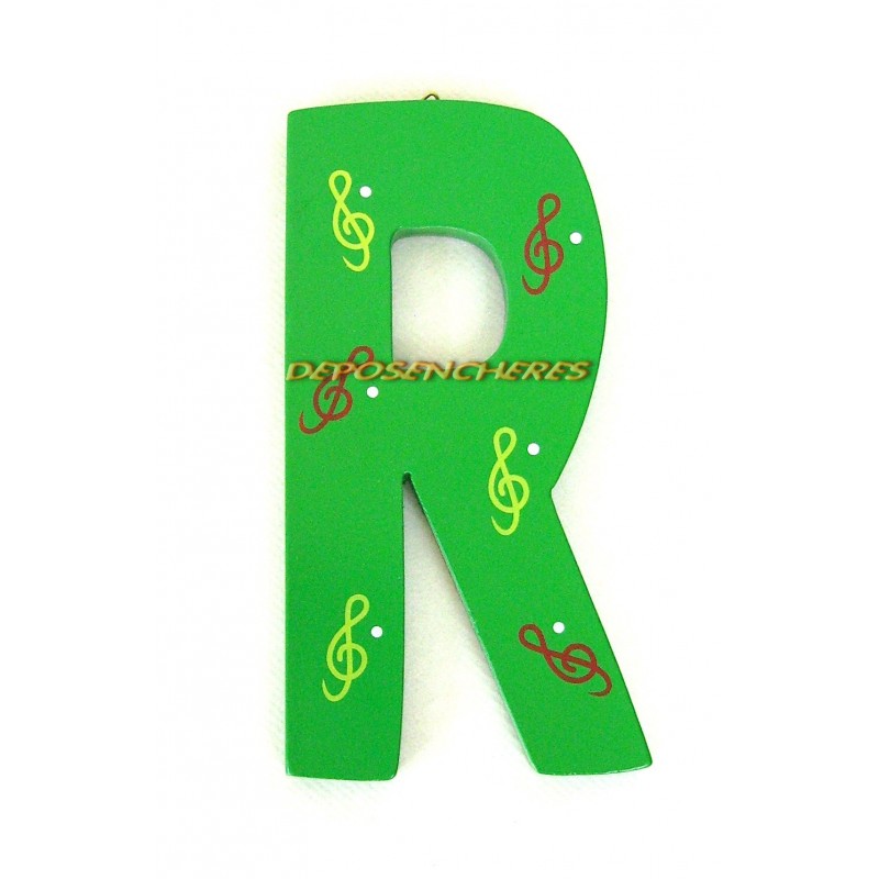 Lettre alphabet "R" en bois peint 15cm