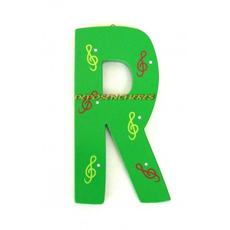 Lettre alphabet "R" en bois peint 15cm