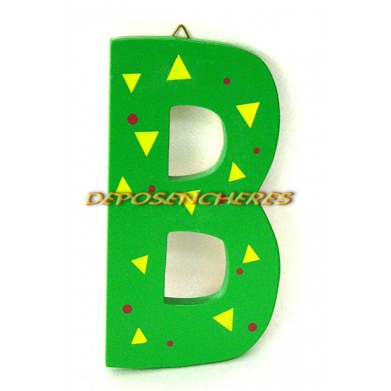 Lettre alphabet "B" en bois peint 15cm