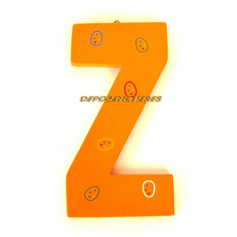 Lettre alphabet "Z" en bois peint 15cm