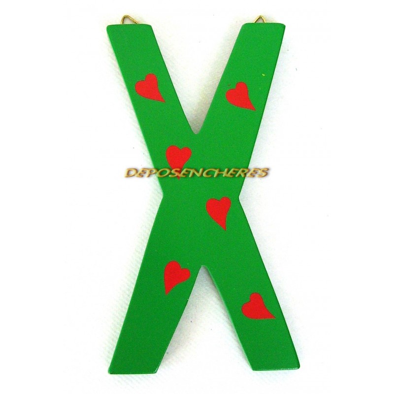 Lettre alphabet "X" en bois peint 15cm
