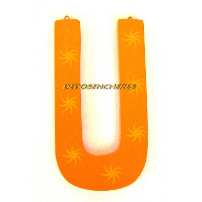 Lettre alphabet "U" en bois peint 15cm