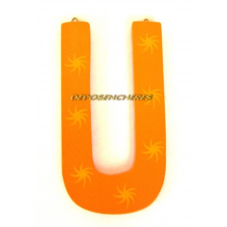 Lettre alphabet "U" en bois peint 15cm