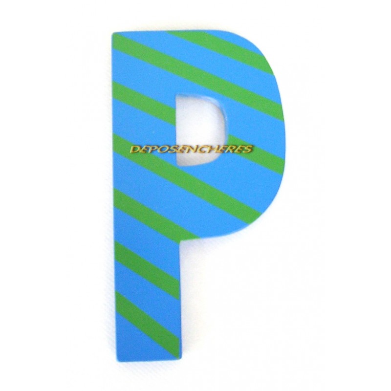 Lettre alphabet "P" en bois peint 15cm