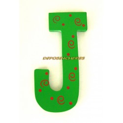 Lettre alphabet "J" en bois peint 15cm