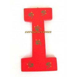 Lettre alphabet "I" en bois peint 15cm