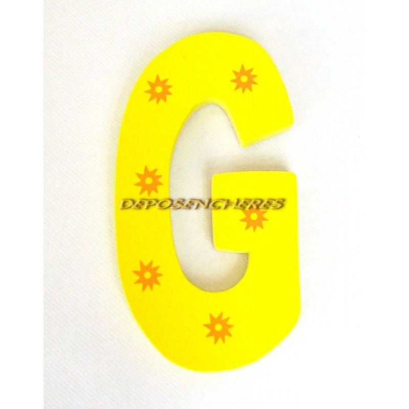 Lettre alphabet "G" en bois peint 15cm