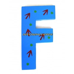 Lettre alphabet "F" en bois peint 15cm