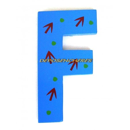 Lettre alphabet "F" en bois peint 15cm