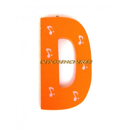 Lettre alphabet "D" en bois peint 15cm