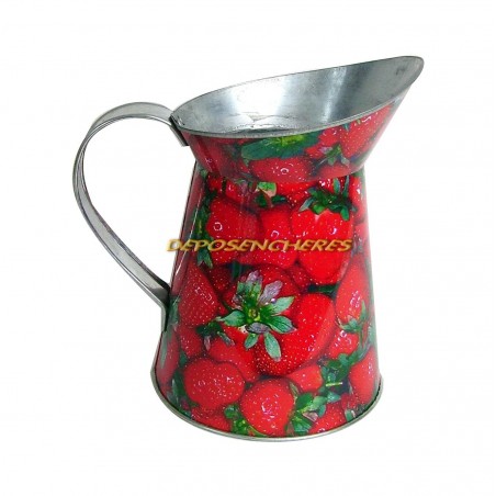 Broc pichet galvanisé 1L25 décor fraises