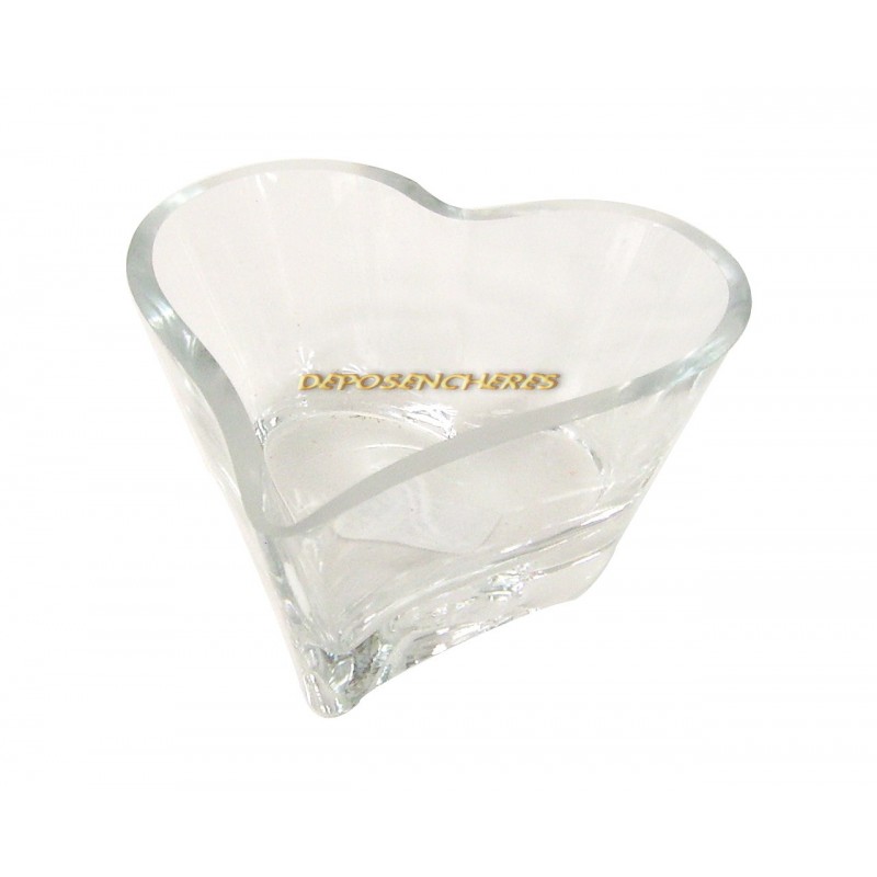 Coupe déco coeur en verre transparent 8x16.5x16.5cm